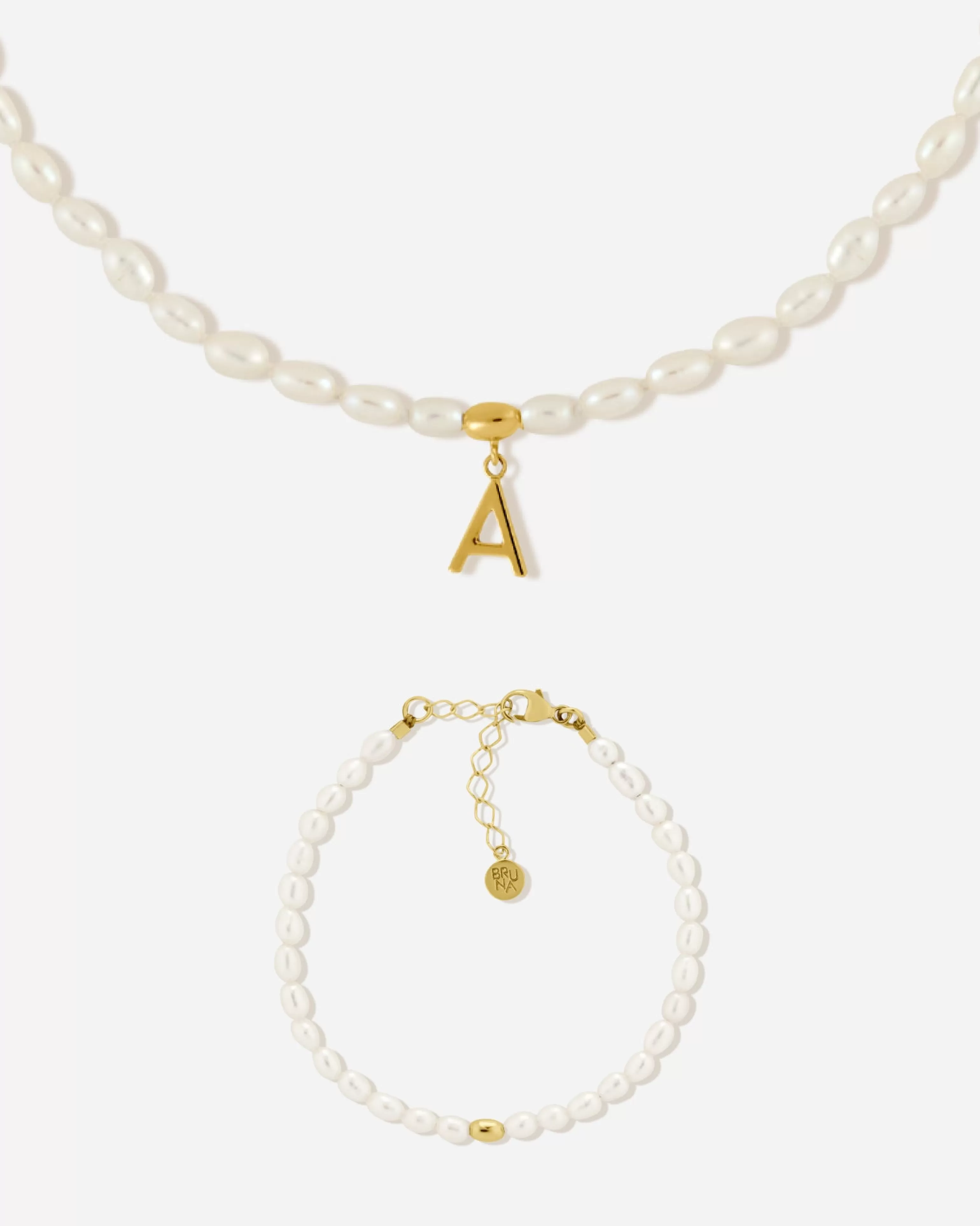 BRUNA The Label Perlenschmuck^Antibes Letter Set 18k Gold Vermeil & Perlen