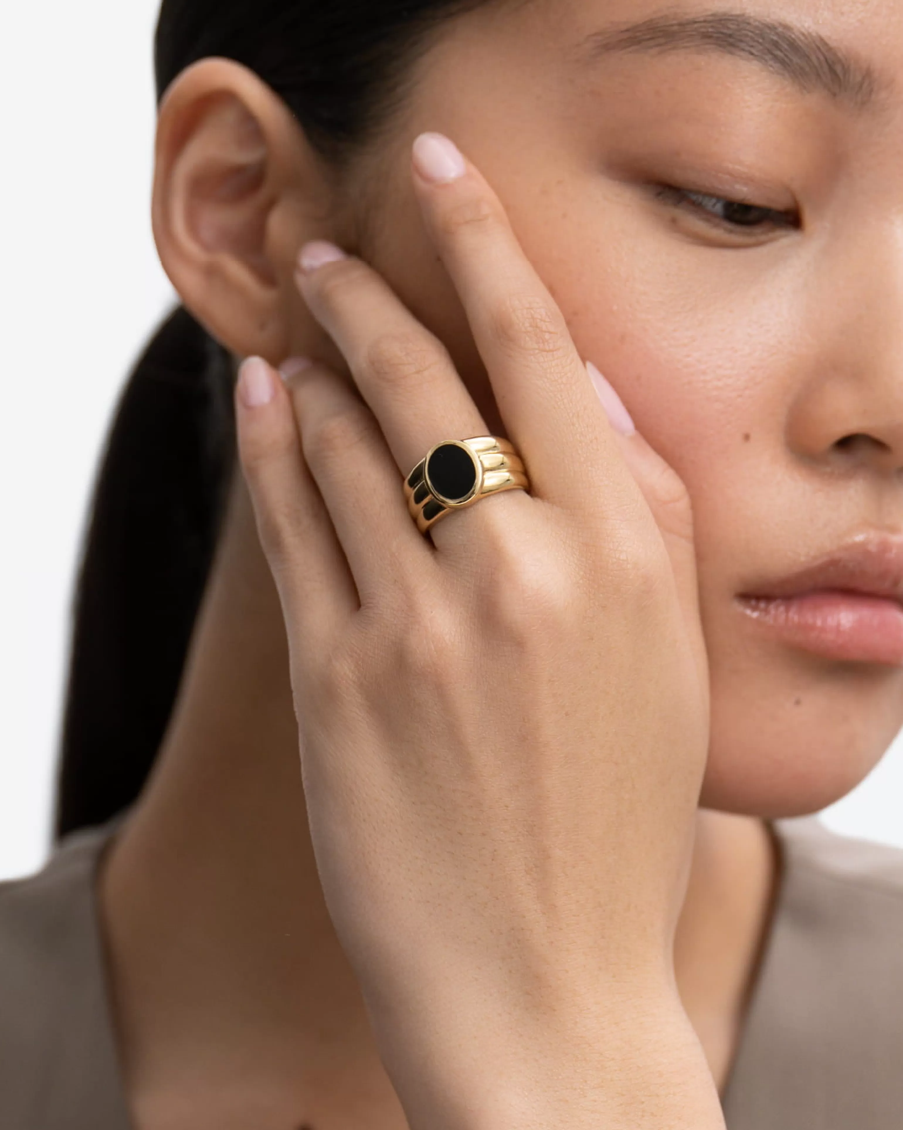 BRUNA The Label Edelsteine | Statement^Benevento Onyx Ring 18k Gold Vermeil & Edelsteine