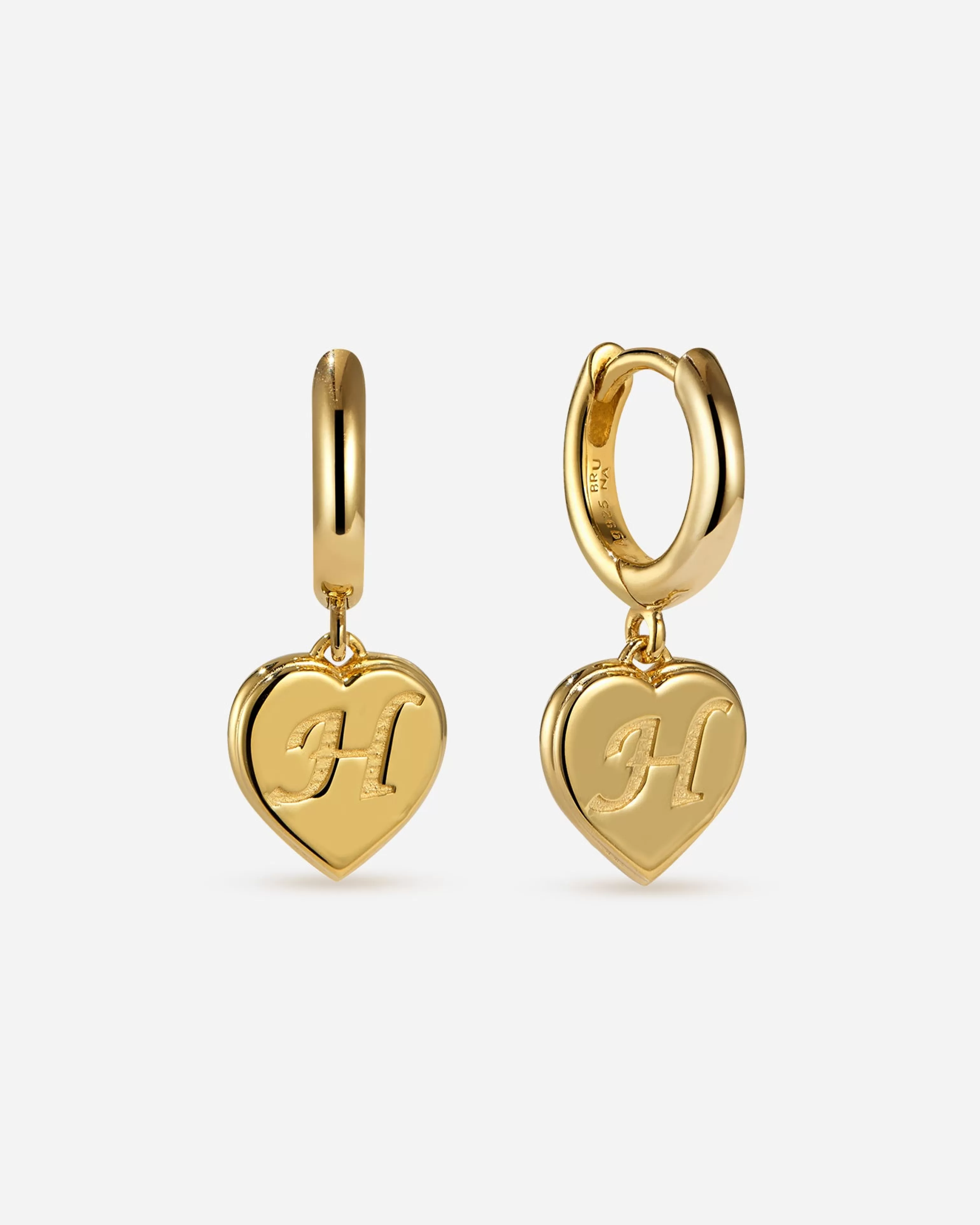 BRUNA The Label Ohrringe Mit Anhänger^Bisous Letter Mini Hoops 18k Gold Vermeil