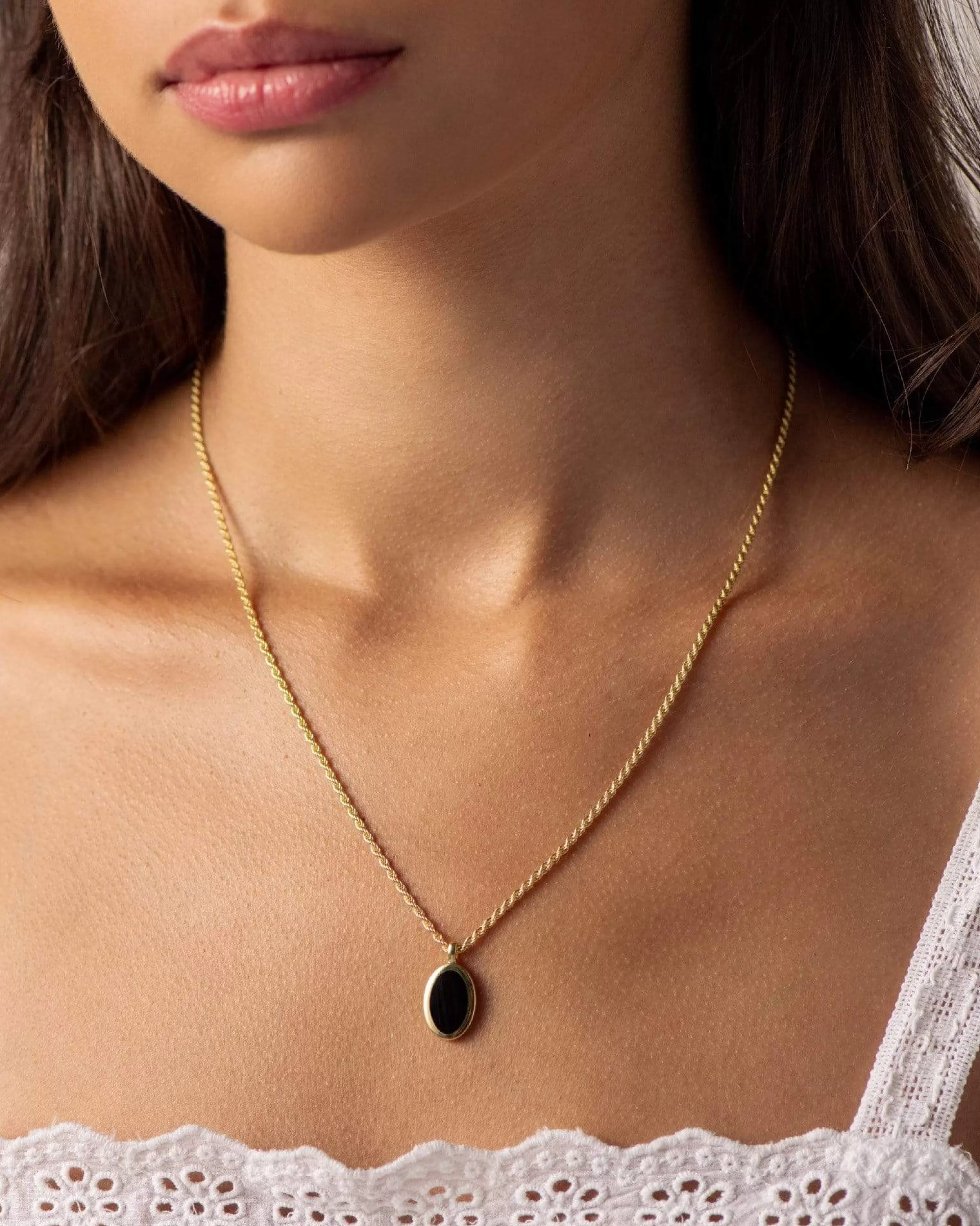 BRUNA The Label Charms^Como Onyx Necklace 18k Gold Vermeil & Edelsteine