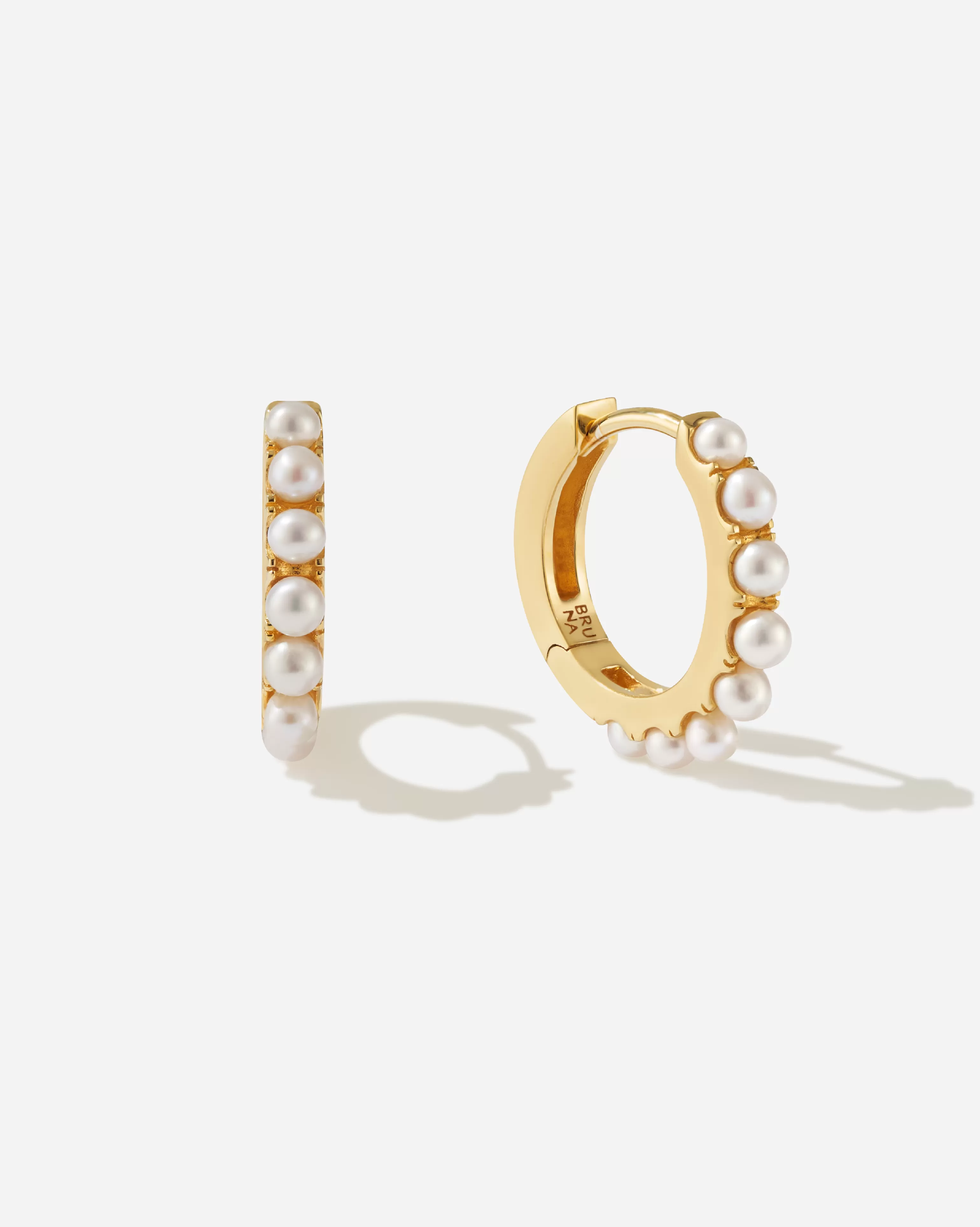 BRUNA The Label Creolen | Perlen^Faraglioni Medium Hoops 18k Gold Vermeil & Perlen