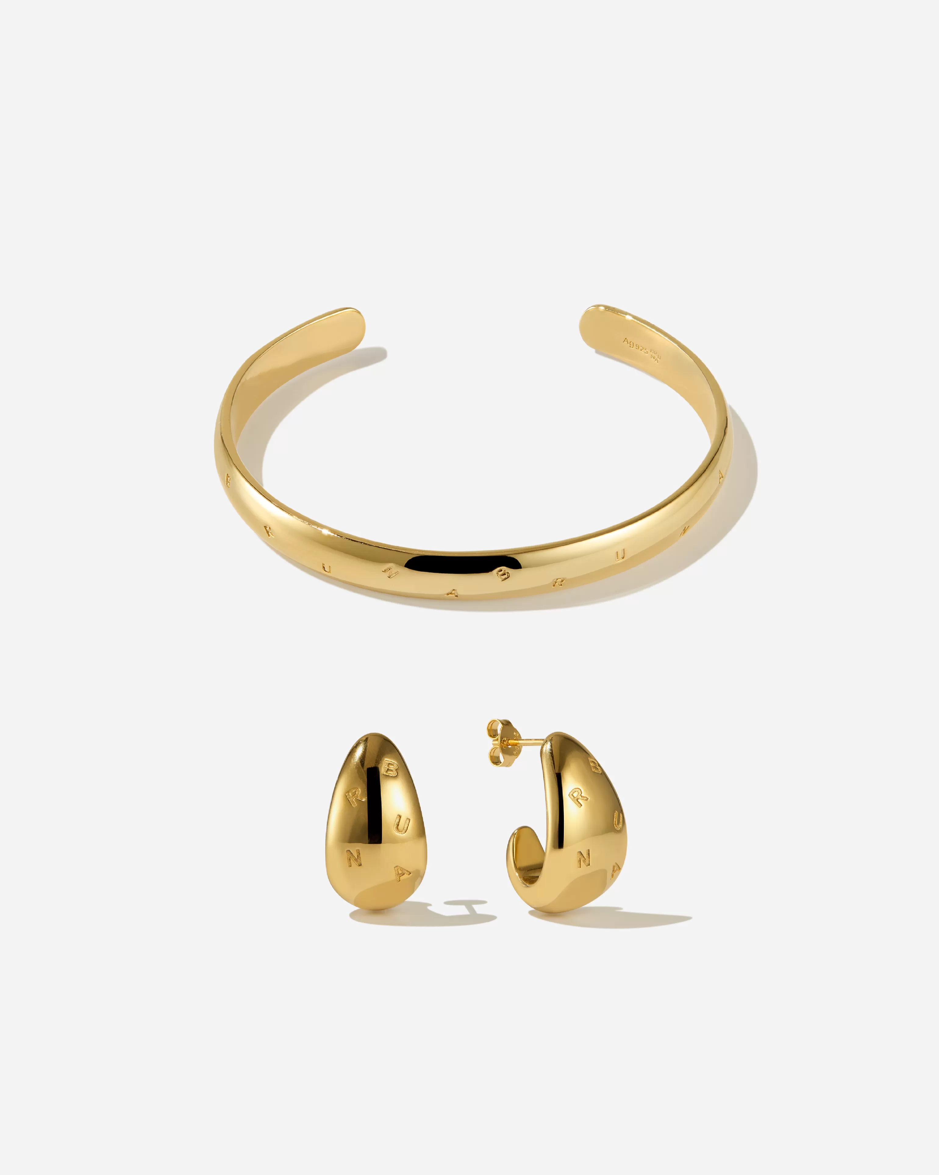 BRUNA The Label Statement-Schmuck^Logo Set 18k Gold Vermeil