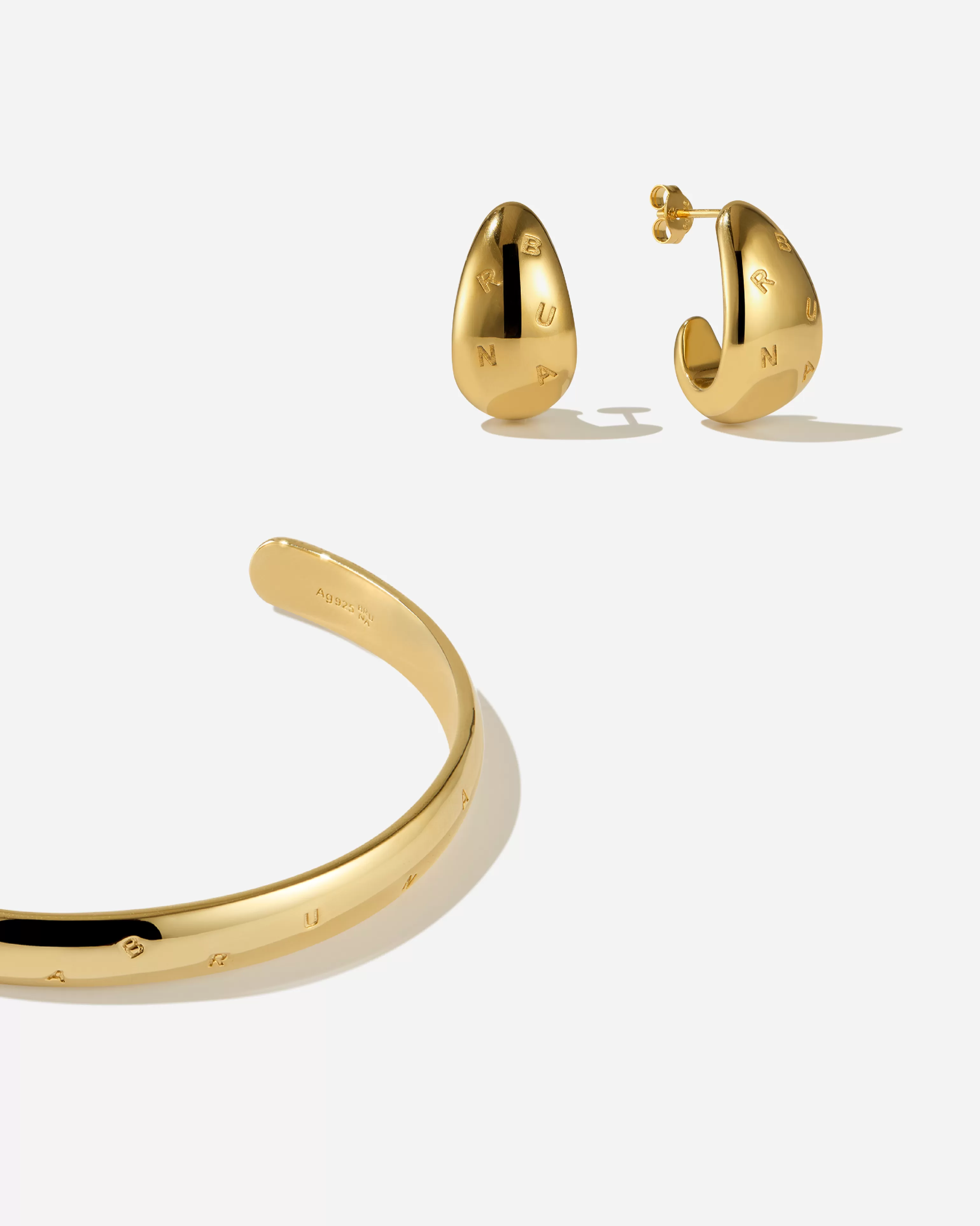 BRUNA The Label Statement-Schmuck^Logo Set 18k Gold Vermeil