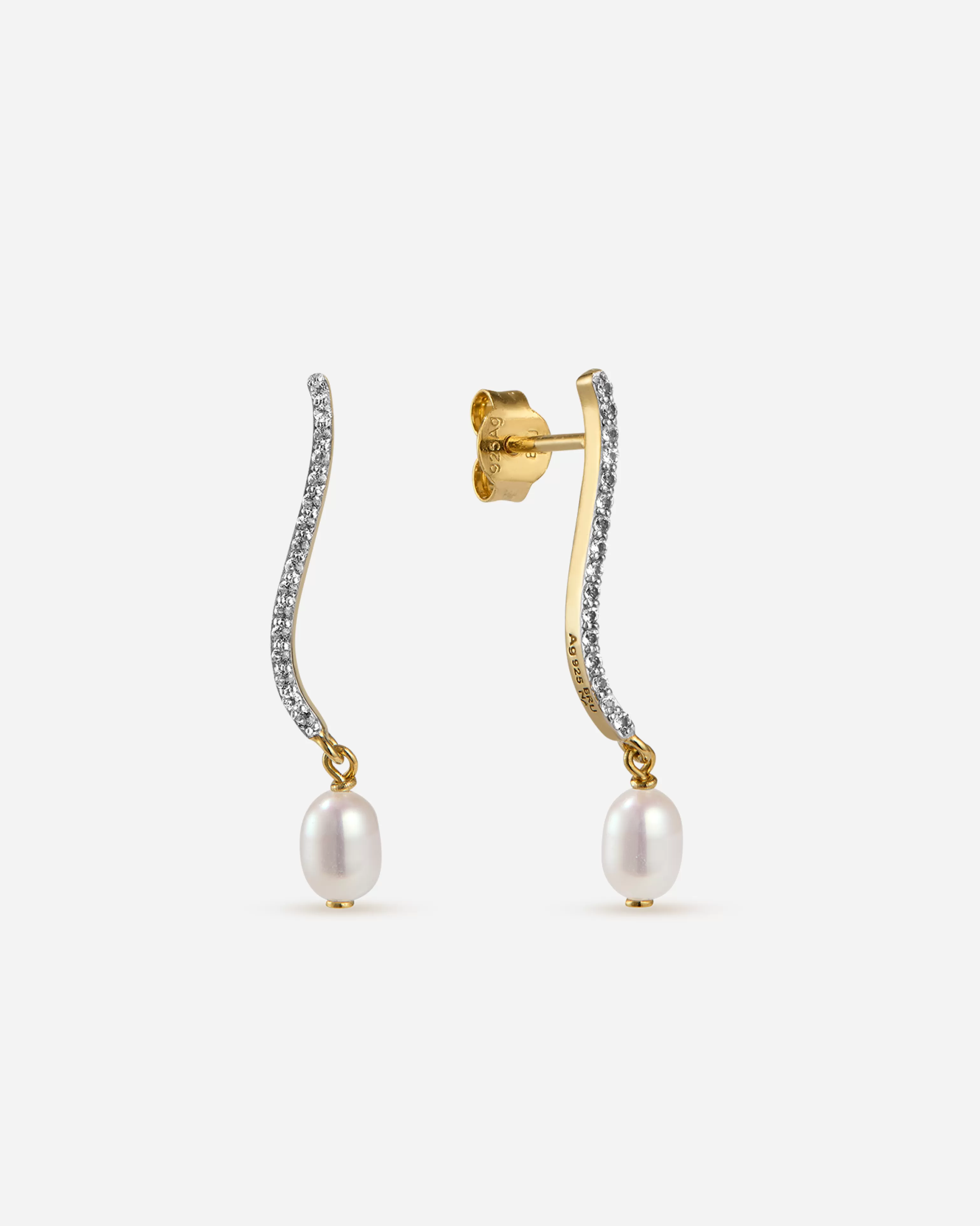BRUNA The Label Perlen^Lune Earrings 18k Gold Vermeil & Edelsteine & Perlen