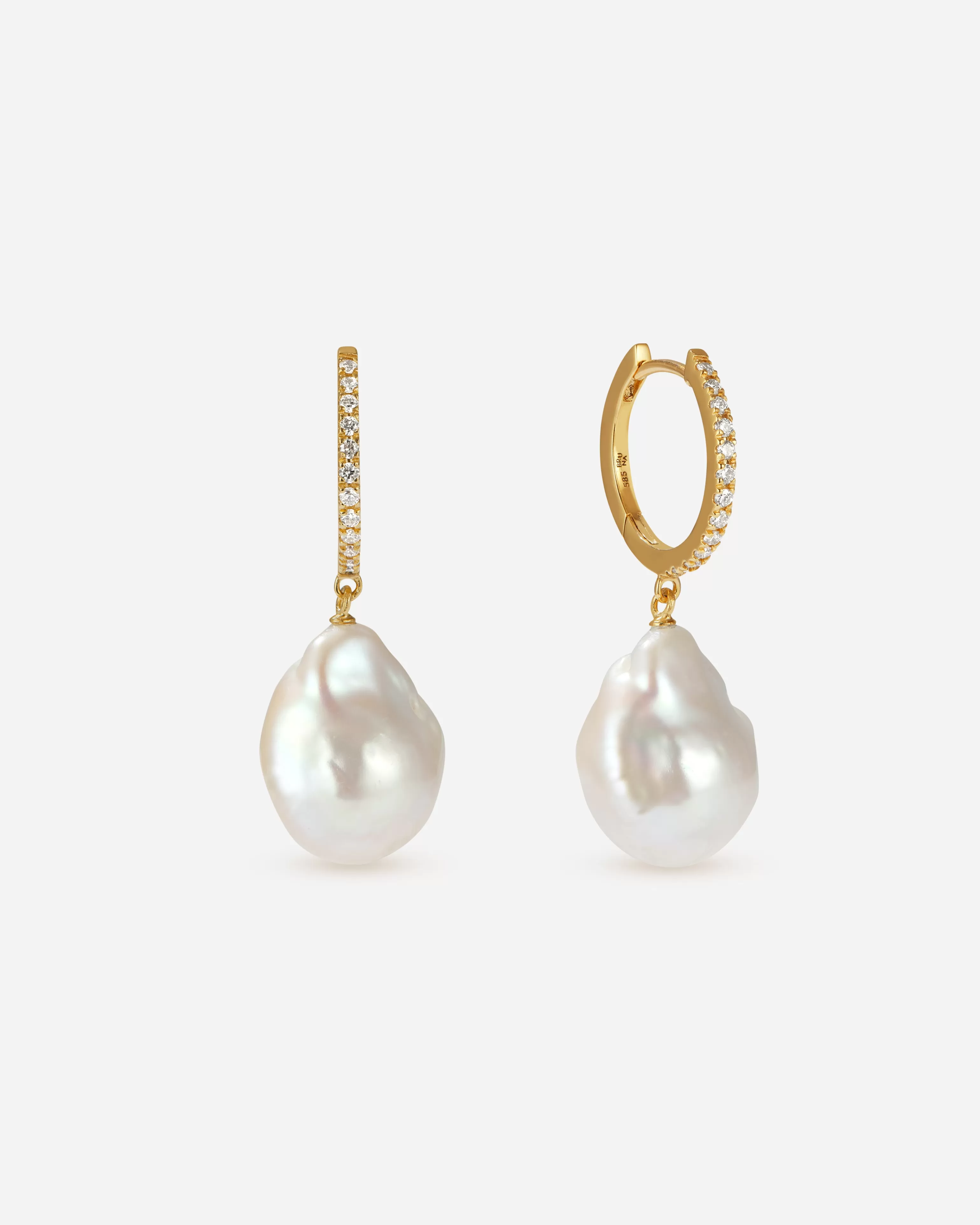 BRUNA The Label Ohrringe Mit Anhänger | Creolen^Praiano Earrings 14k Gelbgold & Laborgezüchtete Diamanten