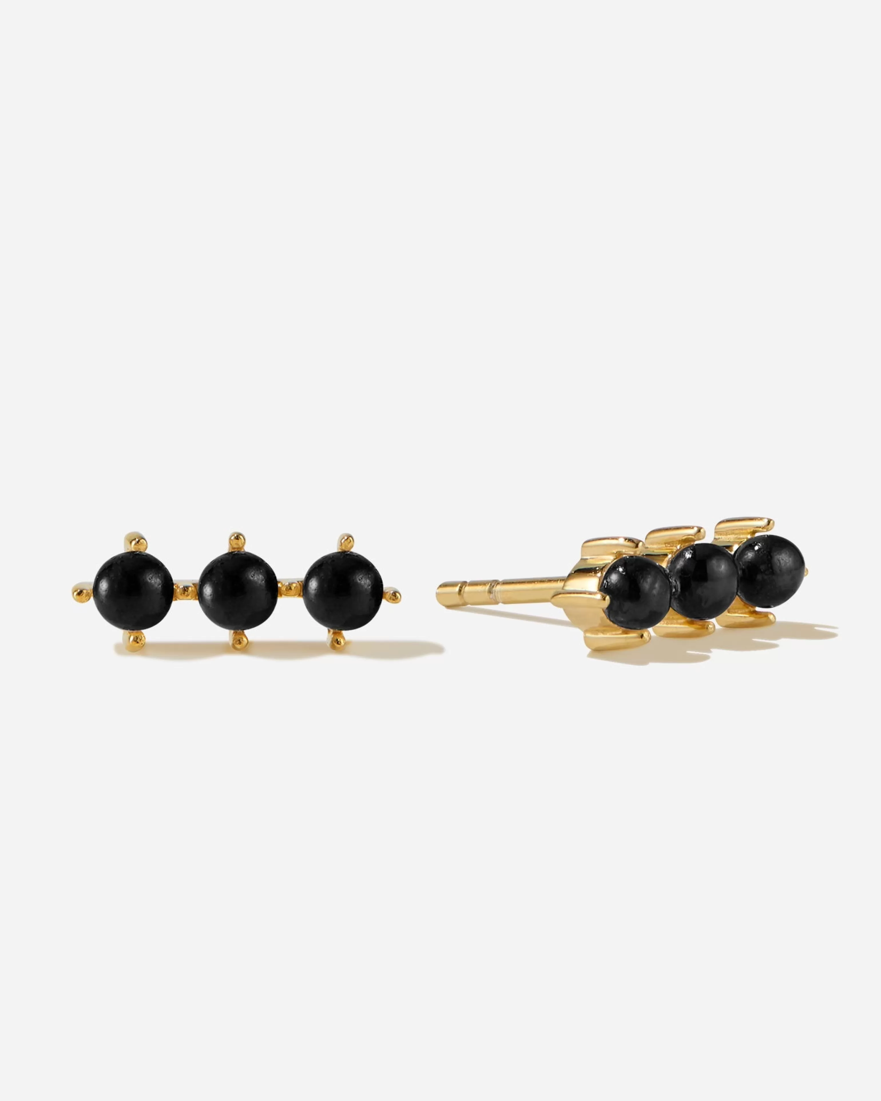 BRUNA The Label Studs^Rochelle Onyx Earrings 18k Gold Vermeil & Edelsteine