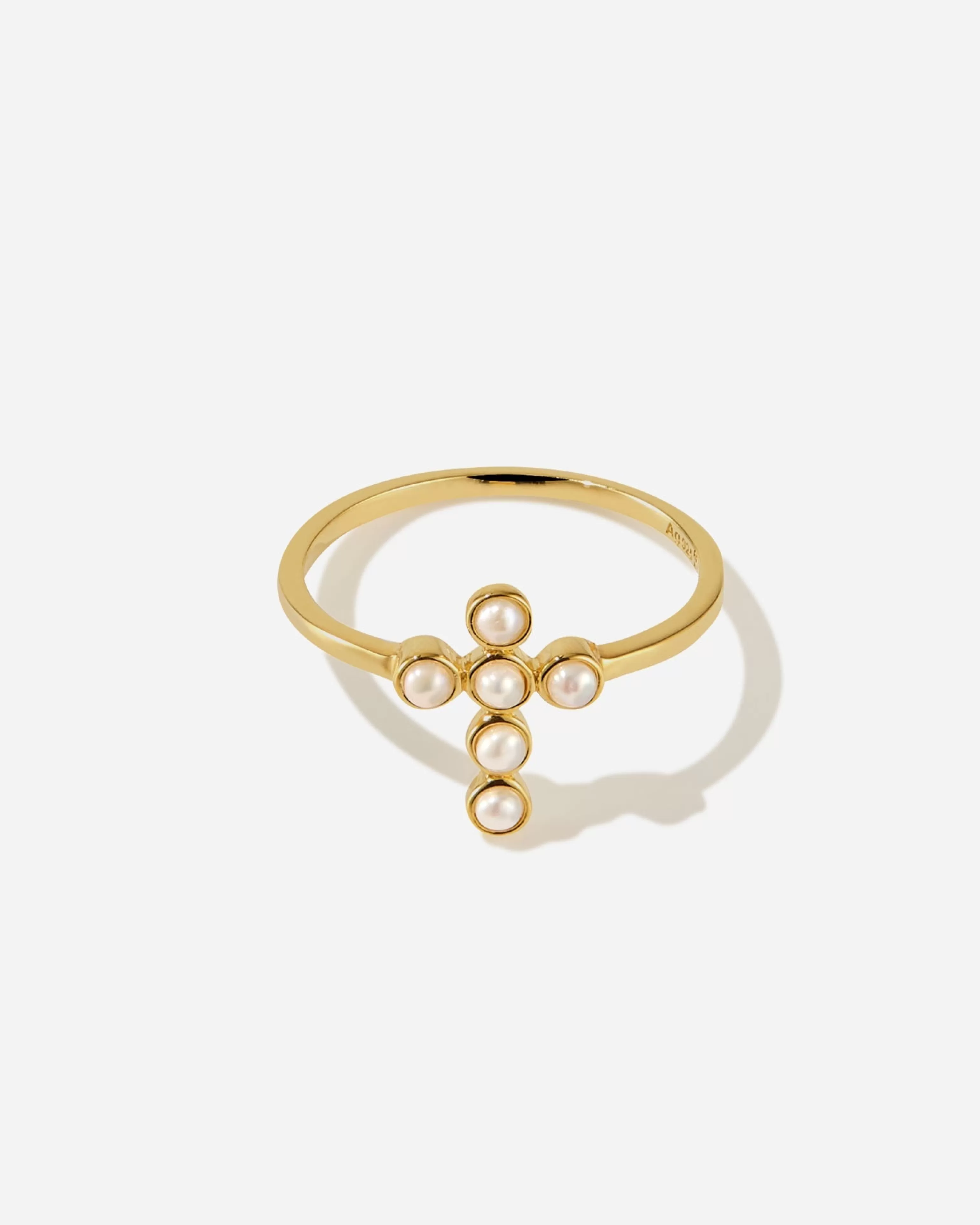 BRUNA The Label Stacking-Ringe | Edelsteine^Saint-Savin Pearl Ring 18k Gold Vermeil & Perlen