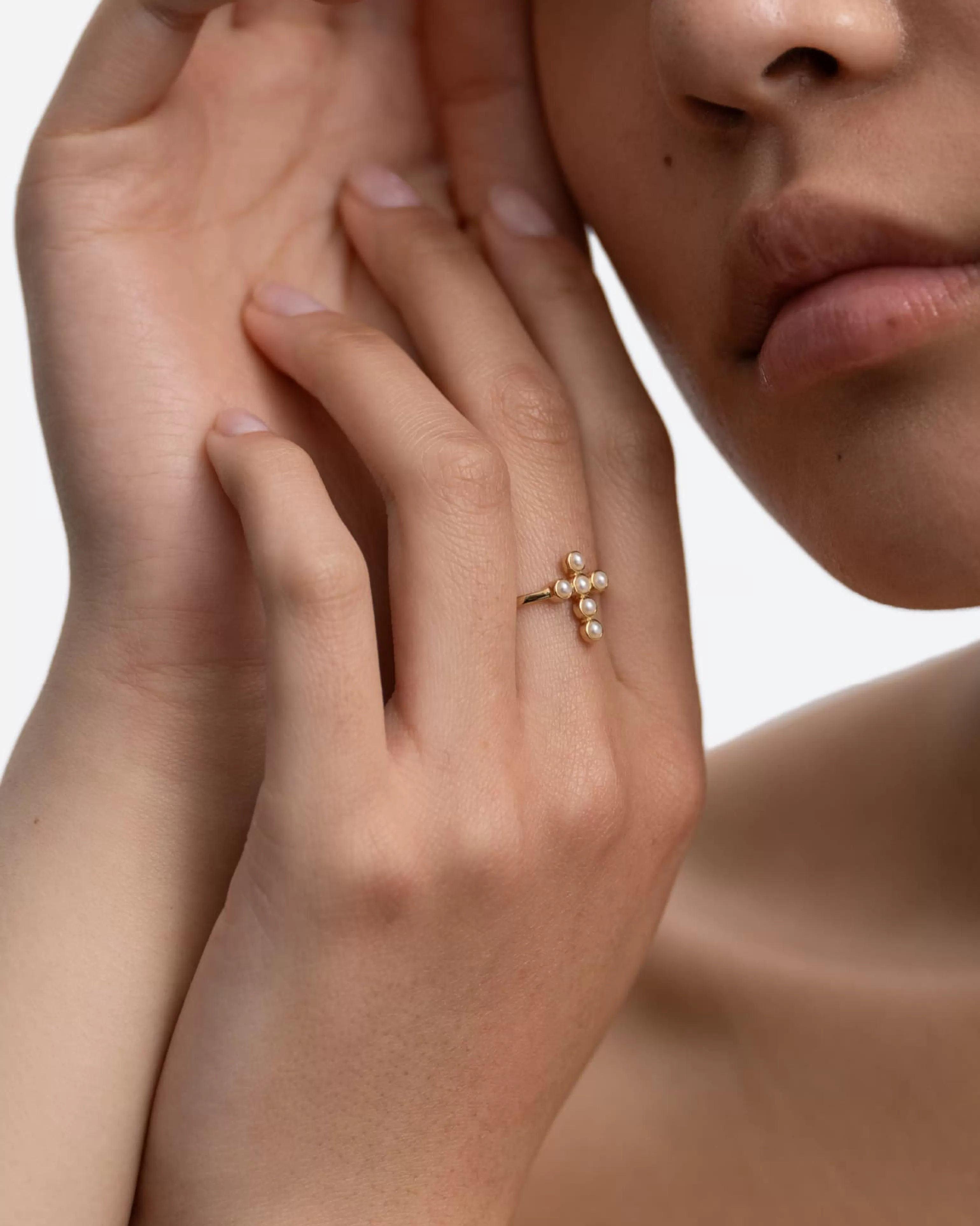 BRUNA The Label Stacking-Ringe | Edelsteine^Saint-Savin Pearl Ring 18k Gold Vermeil & Perlen