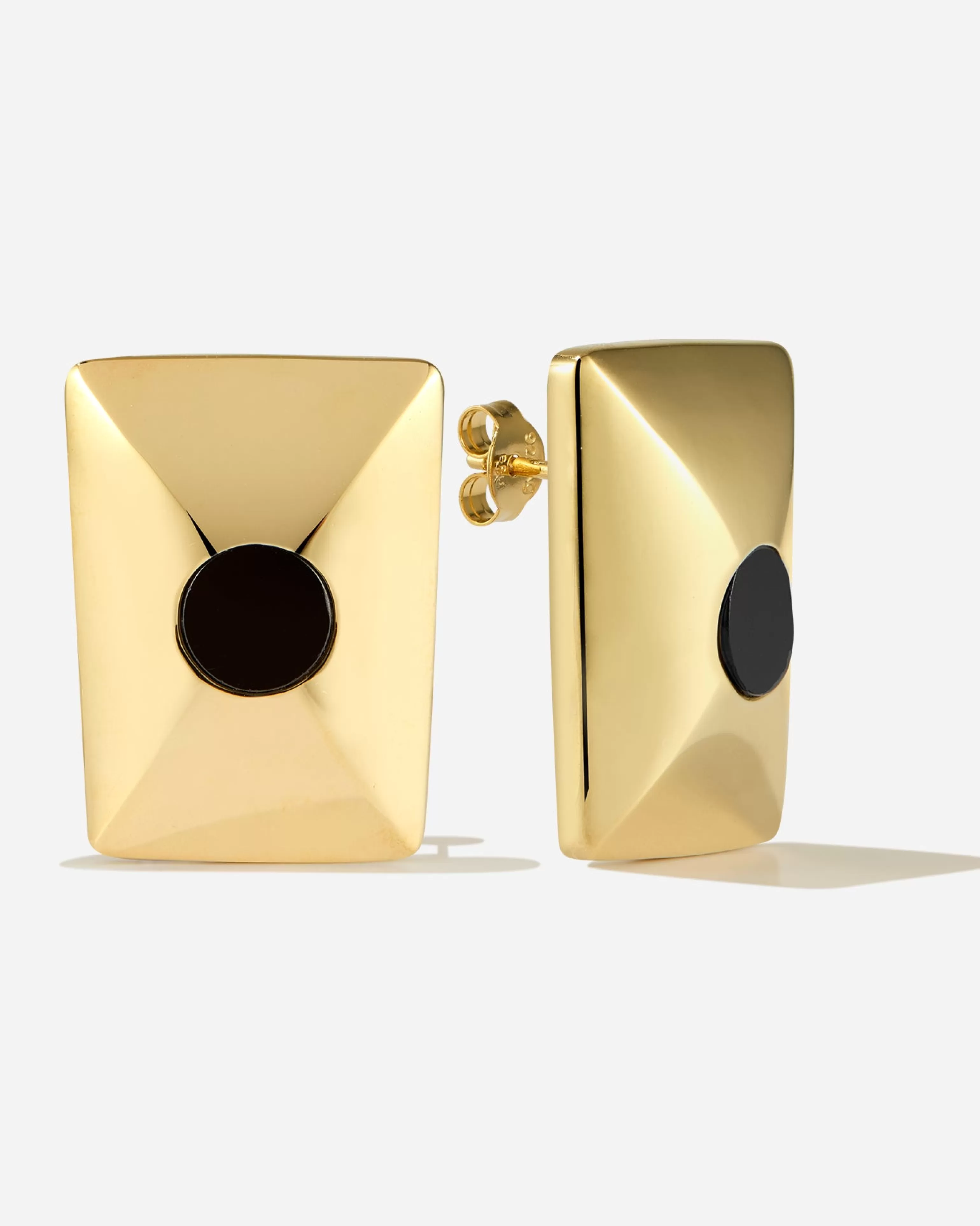 BRUNA The Label Studs^Trevi Onyx Earrings 18k Gold Vermeil & Edelsteine