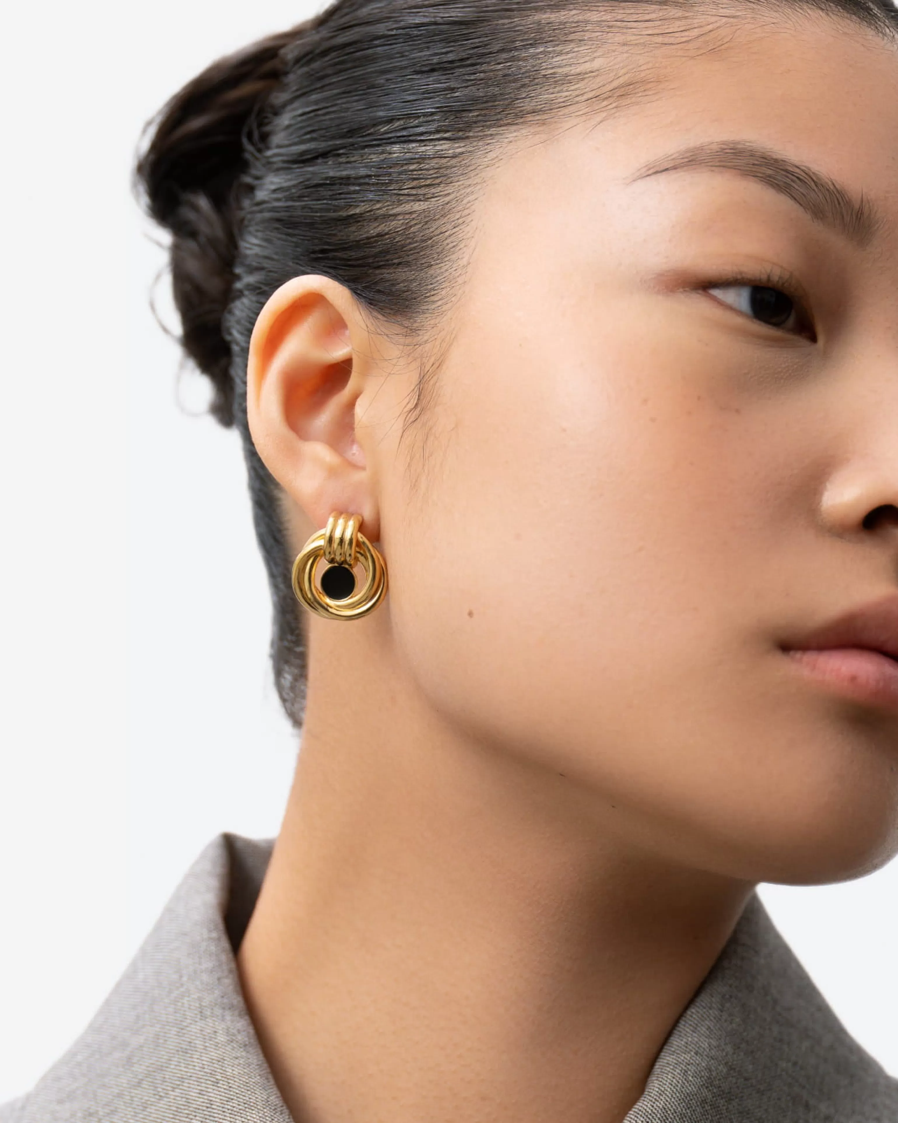 BRUNA The Label Studs^Tuscany Loop Onyx Earrings